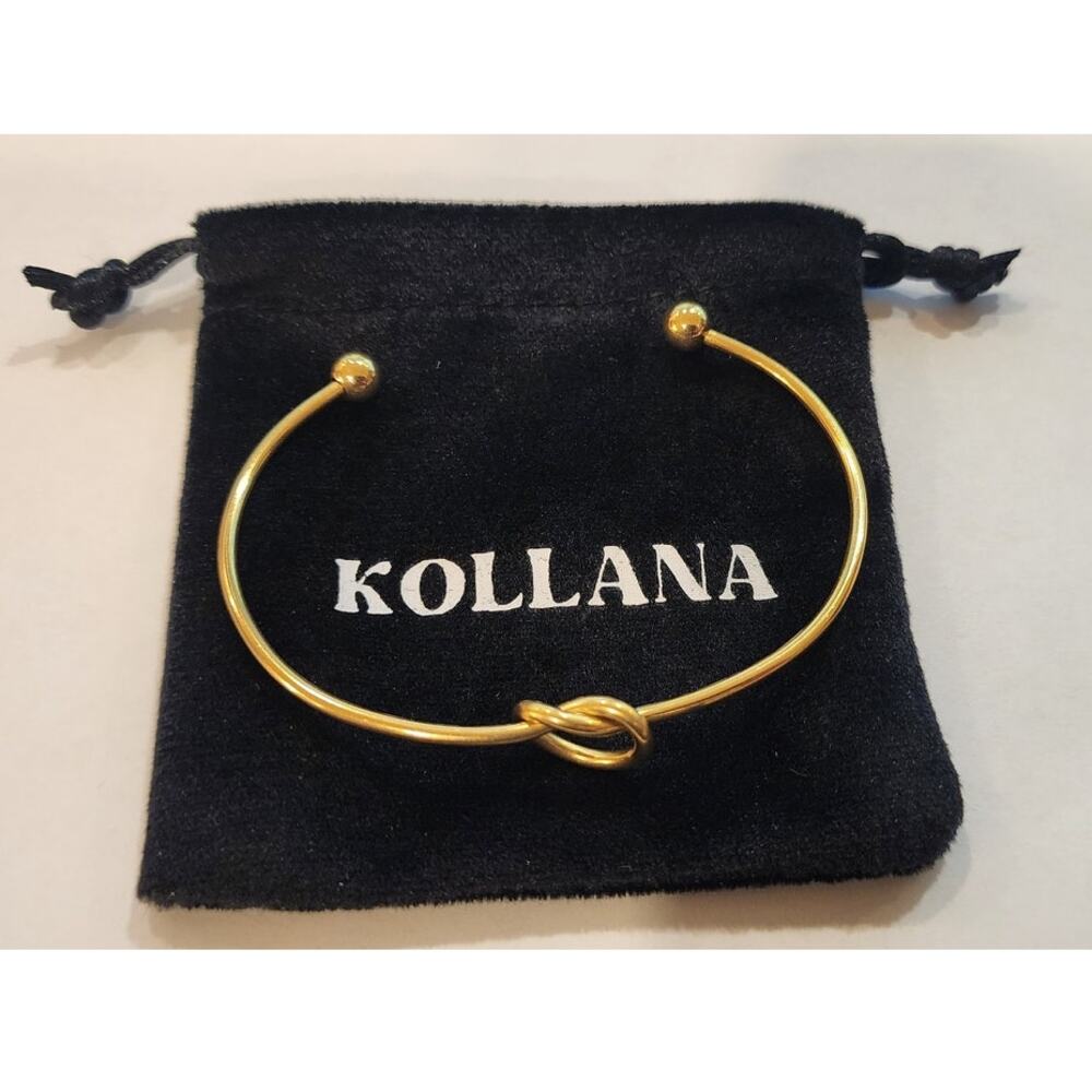 KOLLANA 14K Gold‑Plated Knot Bracelet – Minimalist Bangle NEW